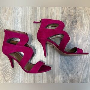 Aquazzura Firenze Suede Cutout Heels Fuchsia Pink EU 40